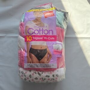 Hanes 10pk Cotton Tagless Hi-Cuts - Assorted Colors Womens XL *new In Opened Pk*